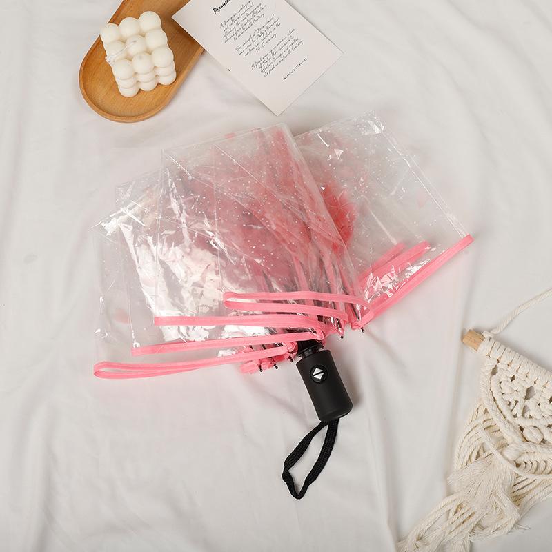 Прозрачный прозрачный зонт 3-кратный зонт