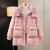 Autumn Winter Thicken Warm Parka Women Casual Sweety Solid Color Big Pocket Loose Hooded Coat Jackets Outwear