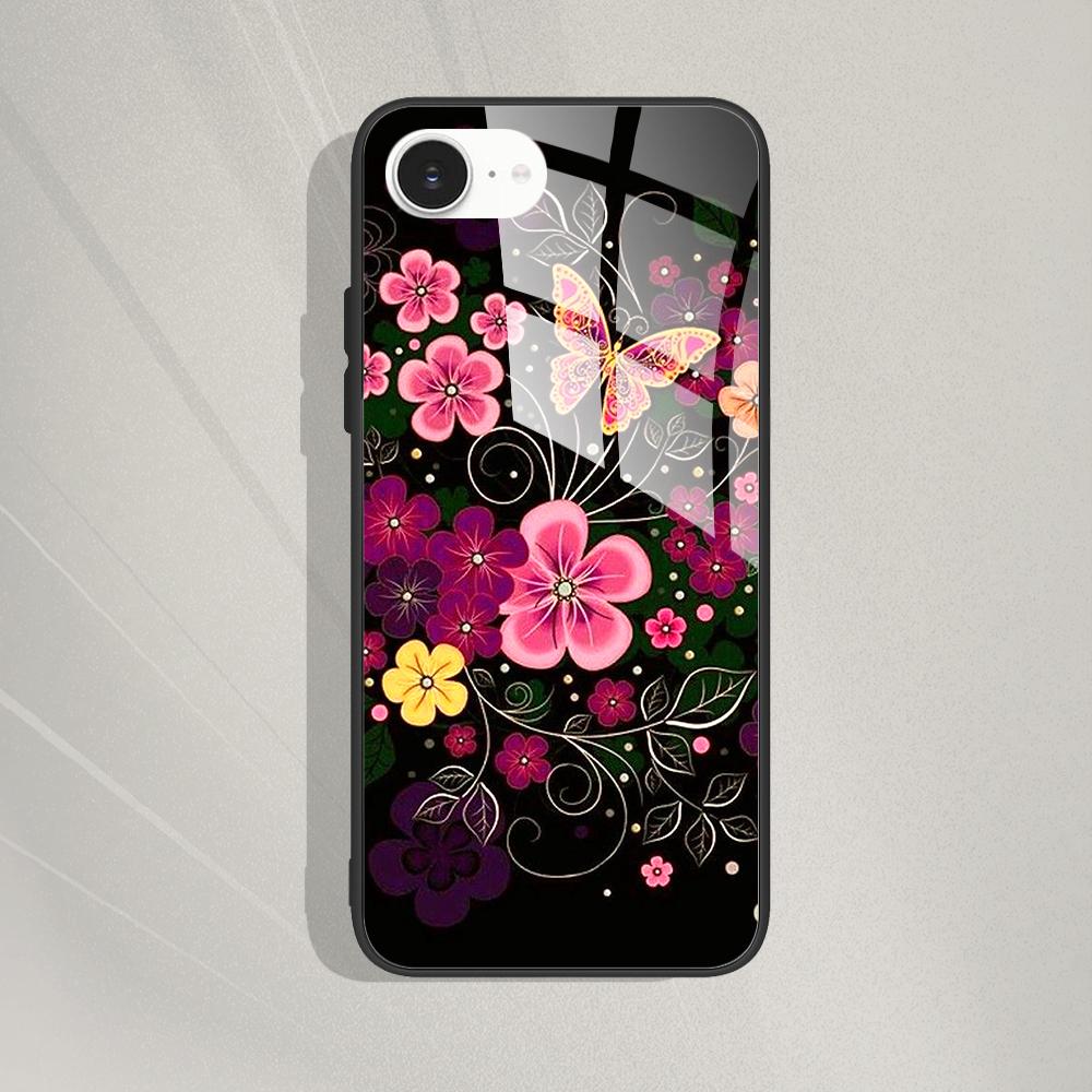 For iPhone 16e Case Printed Cartoon Tempered Glass Case Phone Back Cover For iPhone 16E 2025 Phone Cases 16 E Fundas Bags Bumper