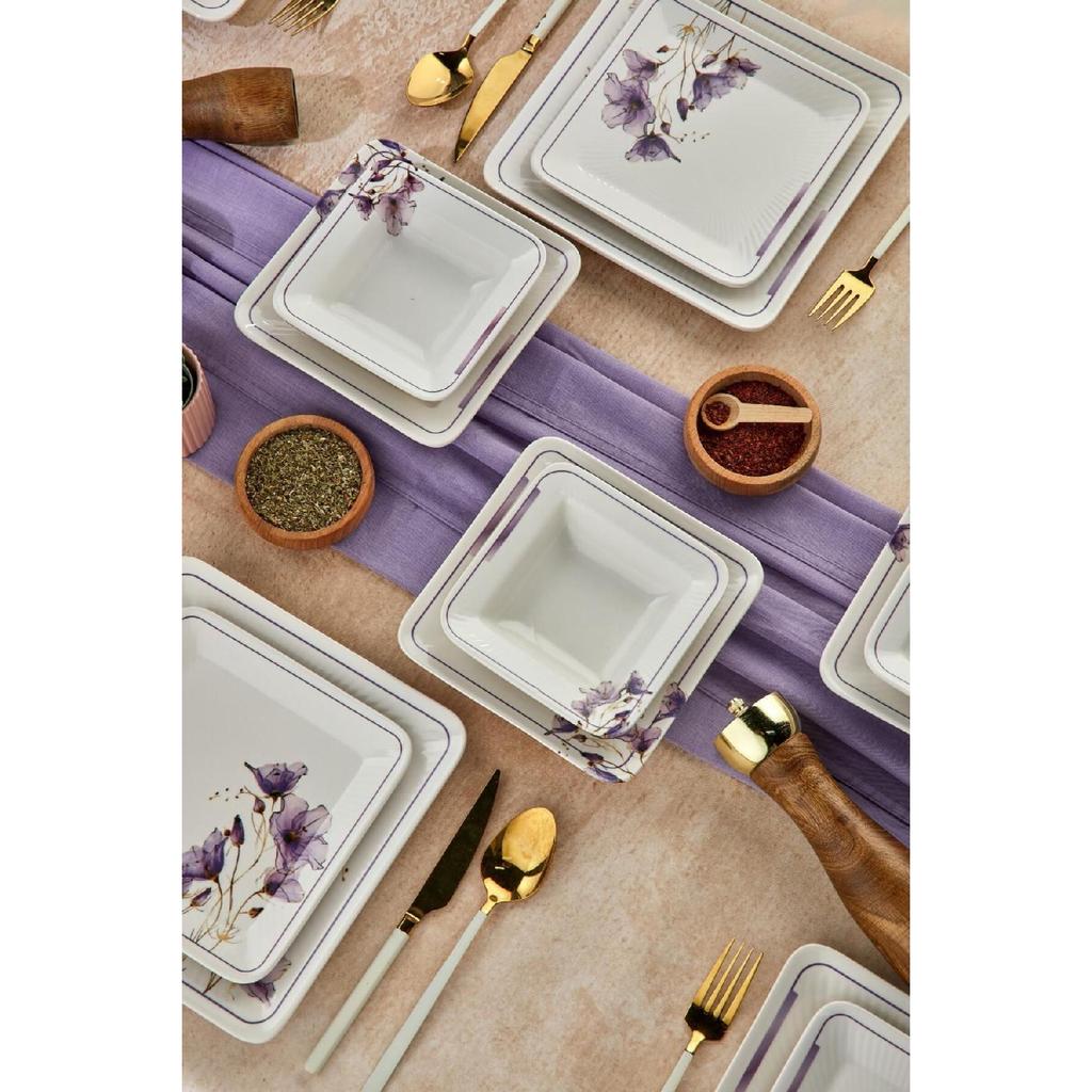 Lux Ceramic Lotus Flower 24 Piece Dinnerware Set For 6 Persons