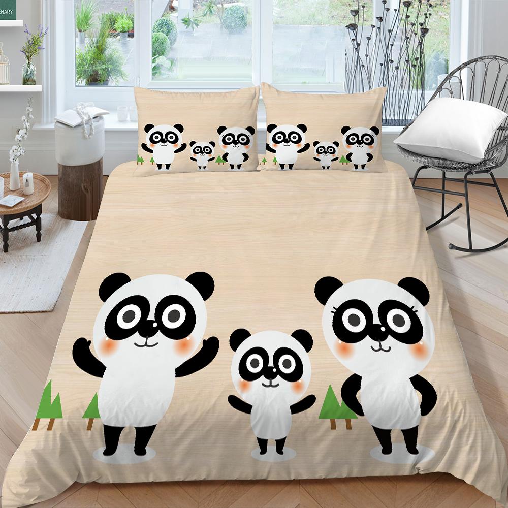 Новые модные комплекты пододеяльников с пандой, королевский размер, постельное белье, домашние покрывала с наволочкой, мягкие комплекты постельного белья с героями мультфильмов