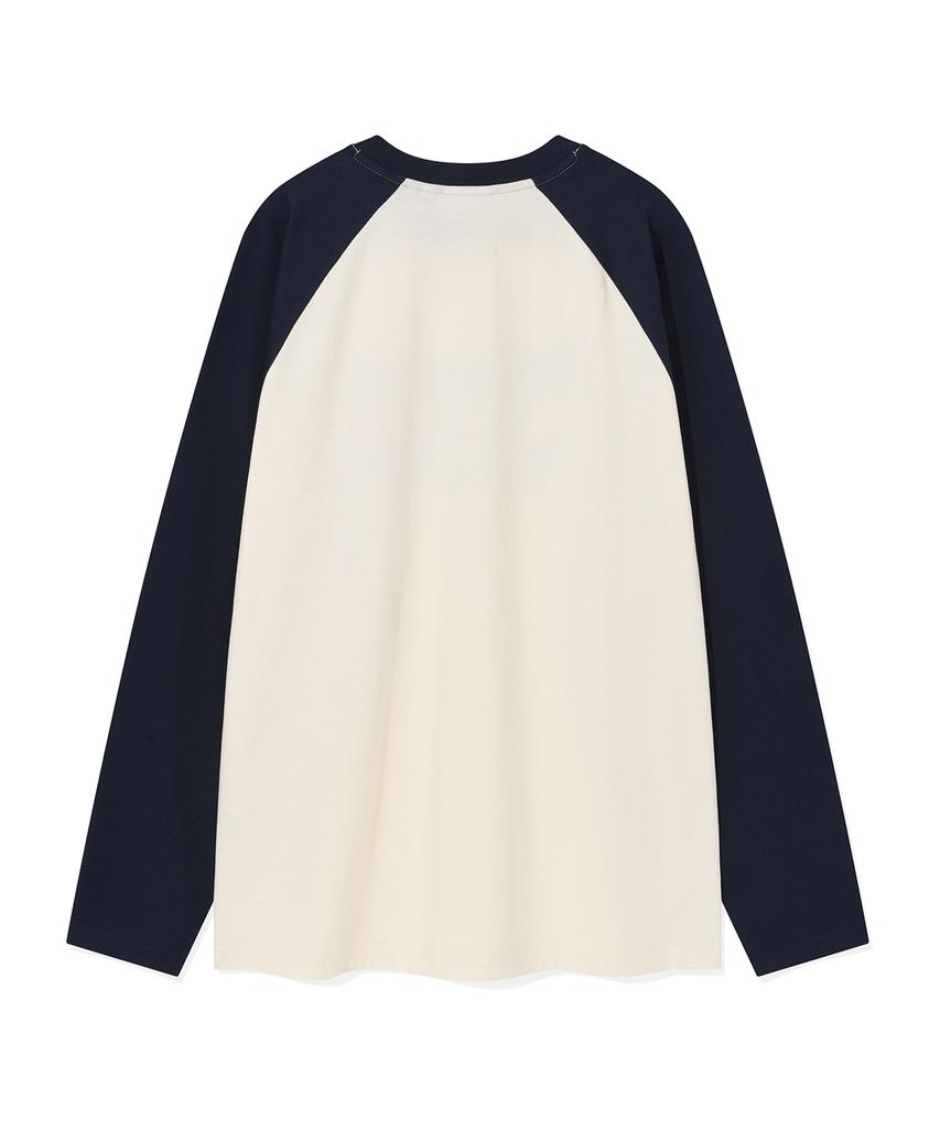 WACKY WILLY Color Block Raglan Long Sleeve T-Shirt Cream