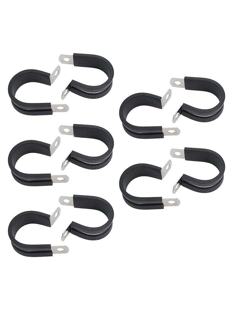 10pcs Stainless Steel Rubber Lined P Hose Pipe Clamps Cable Mounting Clips Wire