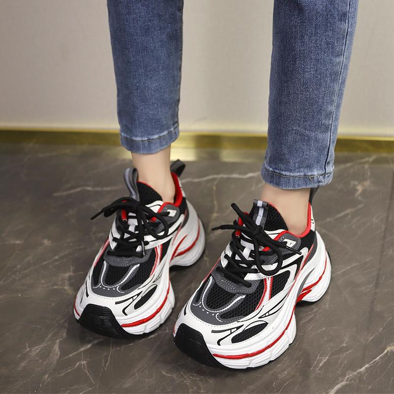 Модная женская спортивная обувь на толстой подошве со шнуровкой, разноцветная женская обувь, мужская, увеличивающая рост на 6 см, повседневная спортивная обувь