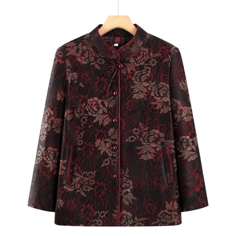 Women's autumn coat stand-up collar wear old lady top women