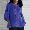 Women Blouse Solid Color Side Split Summer Crew Neck Loose-fitting Shirt Streetwear