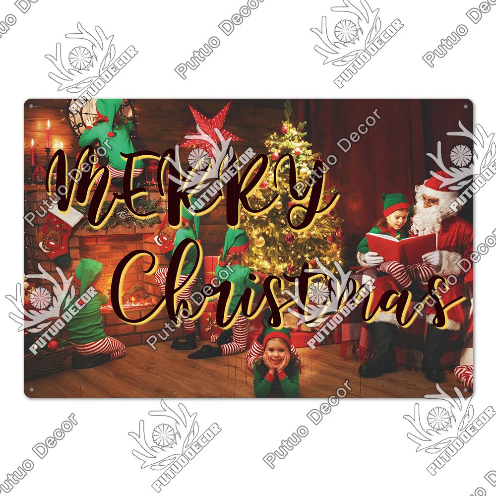 Decor Christmas Vintage Tin Sign Plaque Metal Retro Plate Poster for Club Living Room Kitchen Home Wall Art Decoration