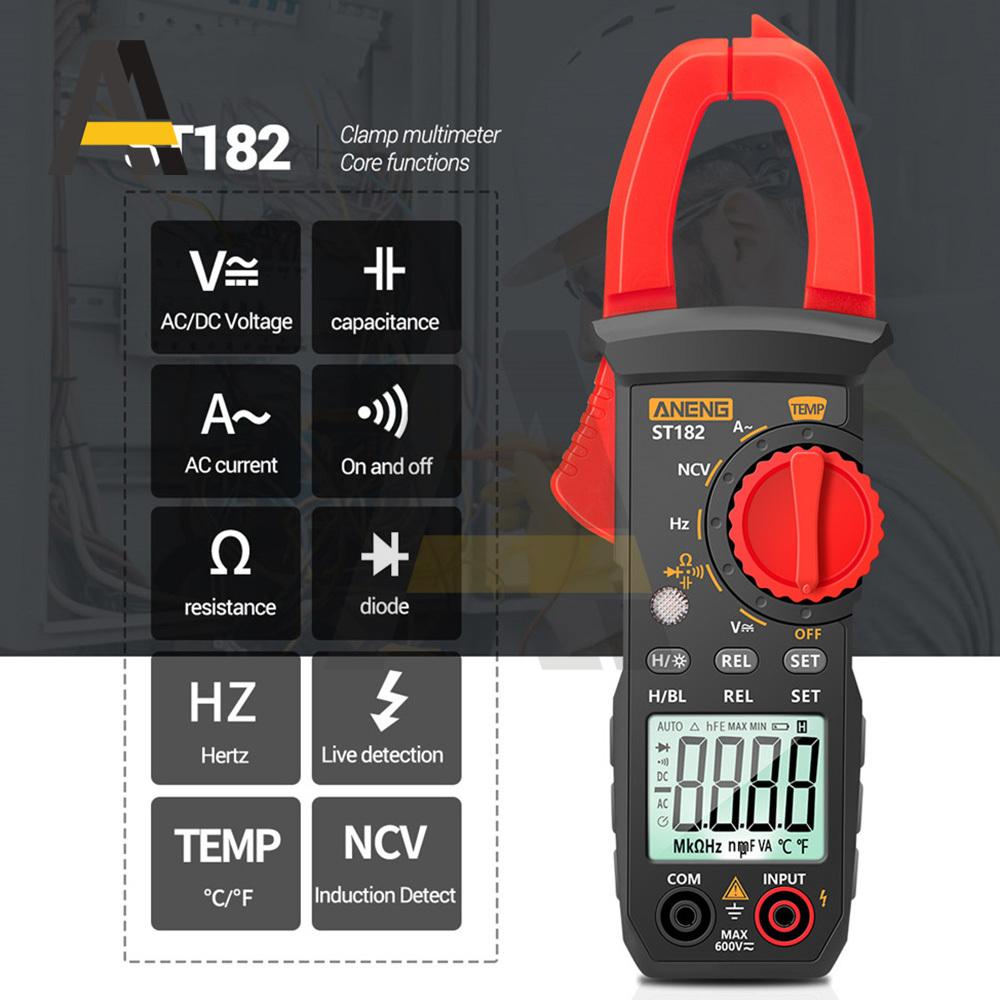 ST181/ST182/ST183 Digital Clamp DC/AC Current 4000 Counts Multimeter Ammeter Voltage Tester Car Amp Hz Capacitance NCV Ohm Test