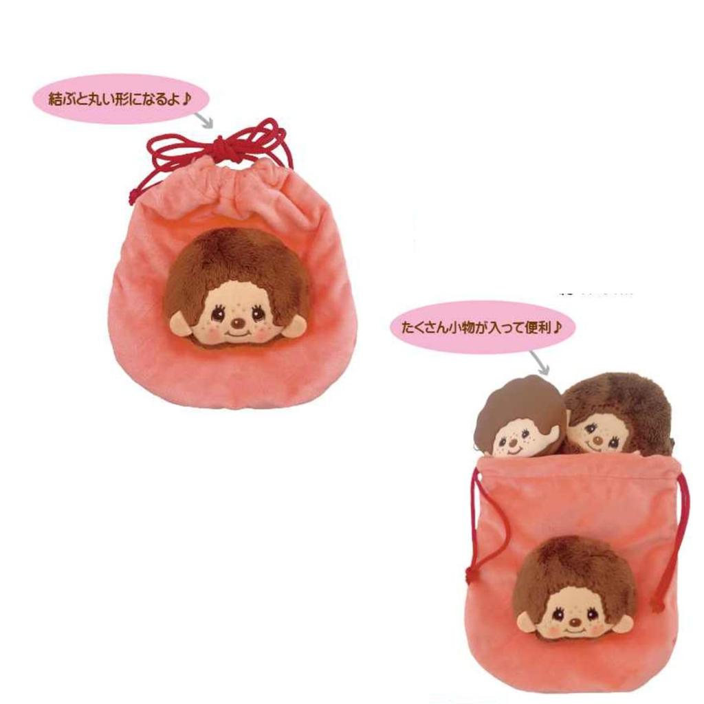 Уникальный талисман Мешочек на шнурке Ш175 x В190 x Сумка Мончикки-чан, Прибл.. D40мм, MC-0010GL