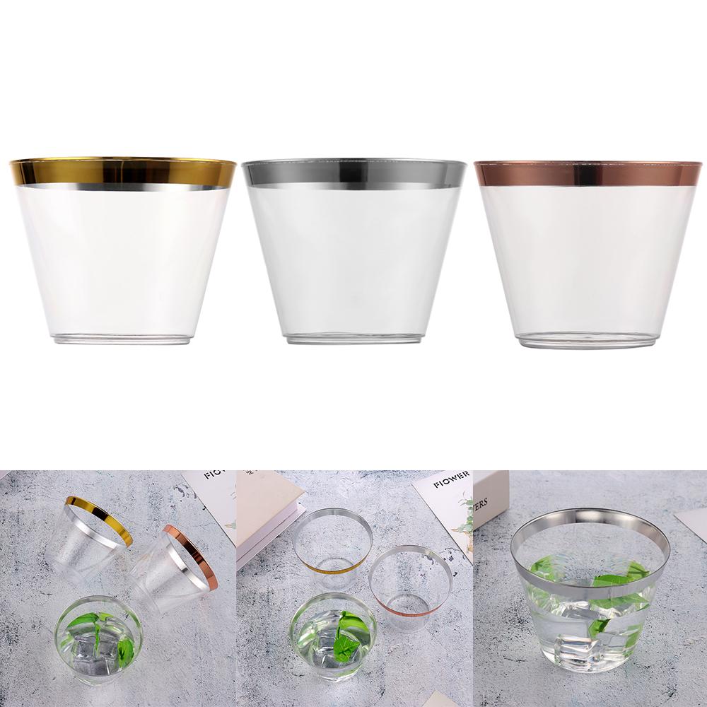 10/20/30 шт. Пластиковые стаканчики для вечеринки по случаю дня рождения из розового золота, прозрачные одноразовые