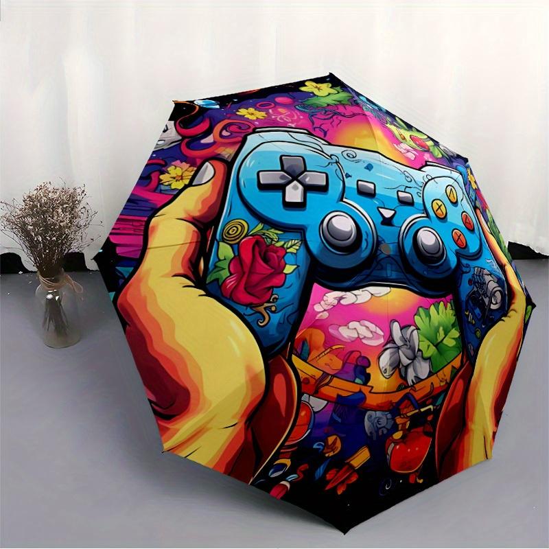 1pc Gamer Controller Automatic Open/Close Exquisite Umbrella - Compact Travel Umbrella, 8-Rib Heavy-Duty Construction, Ideal Gift, Outdoor A