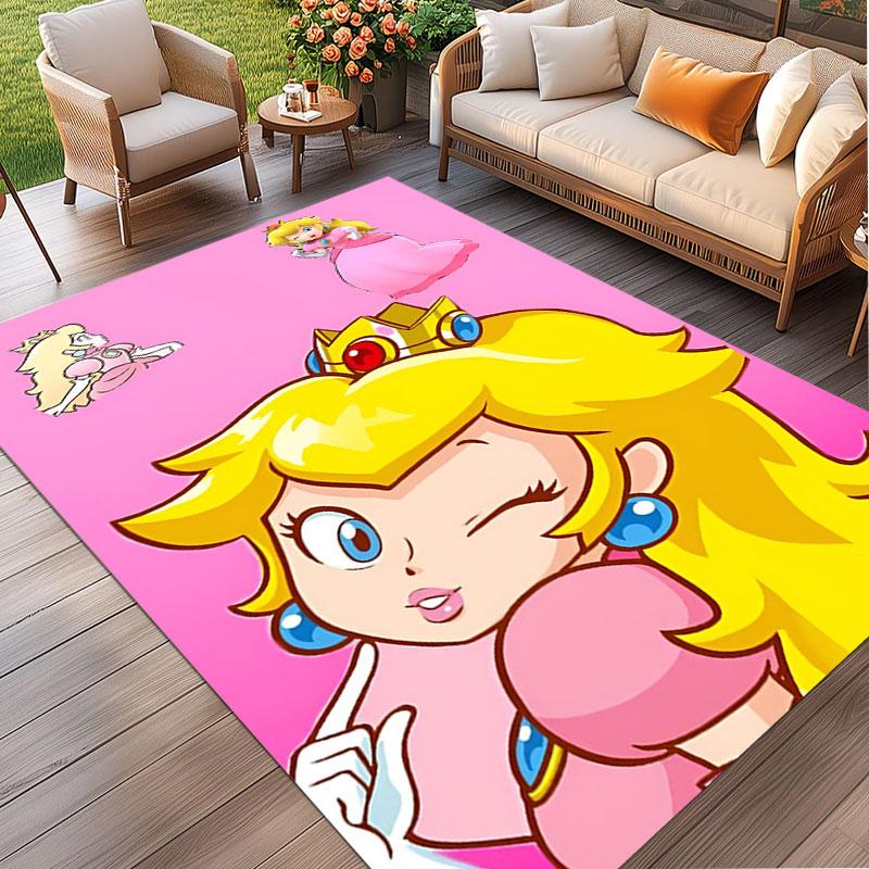 Princess Peach Toadstool Print Rug, Washable Floor Carpet, For Entryway Dorm Laundry Room Office Study, Home Decor Birthday Christmas Gift