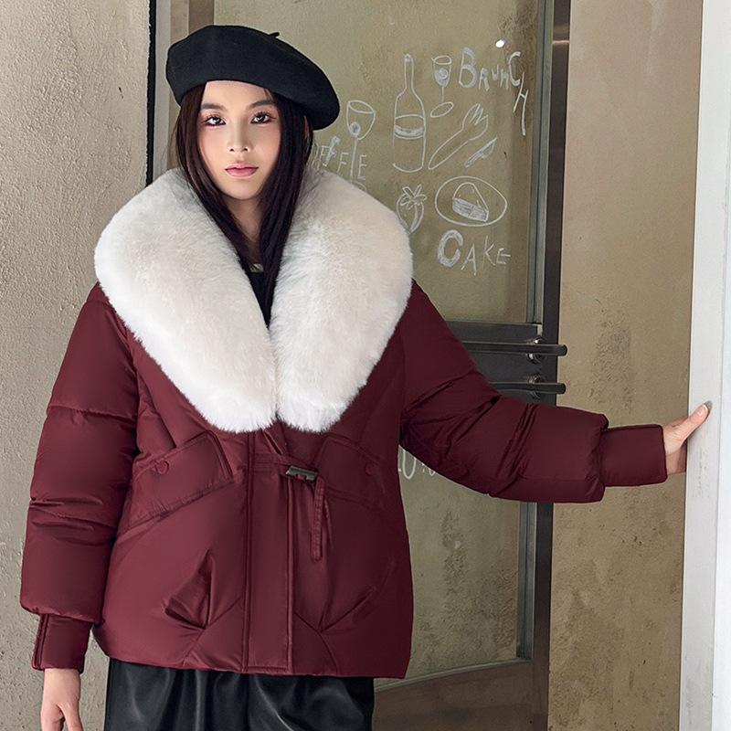 Women's Winter Thick Short PufferJacket Big Faux Fur Collar