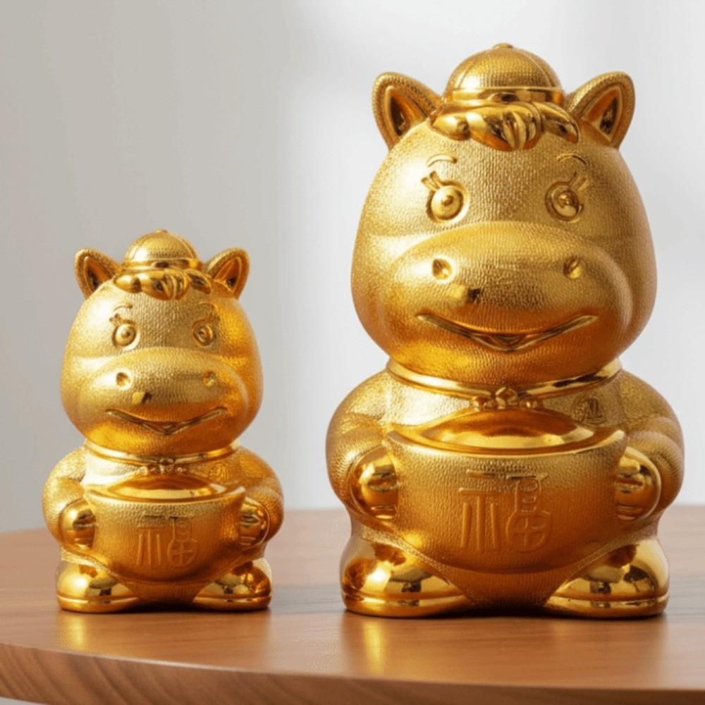 Gold Zodiac Horse Piggy Bank Traditional Feng Shui Wealth Symbol  Dinner Gathering