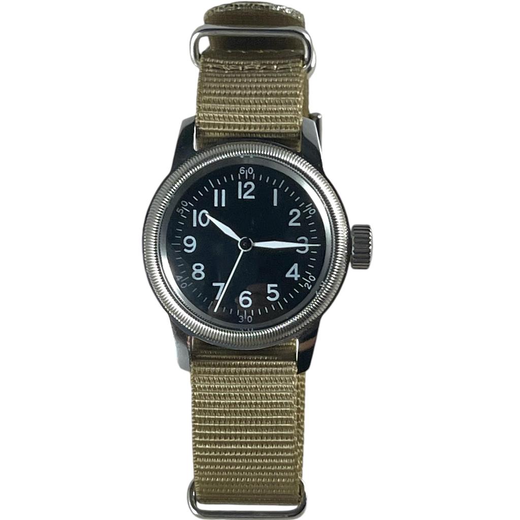 Military Watch TYPE 12H Black Dial Nylon Khaki Color NATO Strap [M.R.M.W.] Men's A-11 (desert Color)