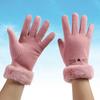 Warm Gloves for Women Riding Plus Velvet Thickened Korean Version Cartoon Cute Cold Proof German Velvet Touch Screen Winter Gloves