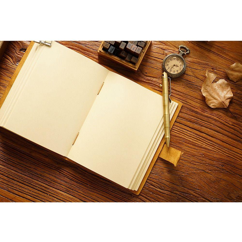 Genuine Leather Cover Blank Paper Diary Vintage Sketch Notebook Antique Daily Notepad  Writing