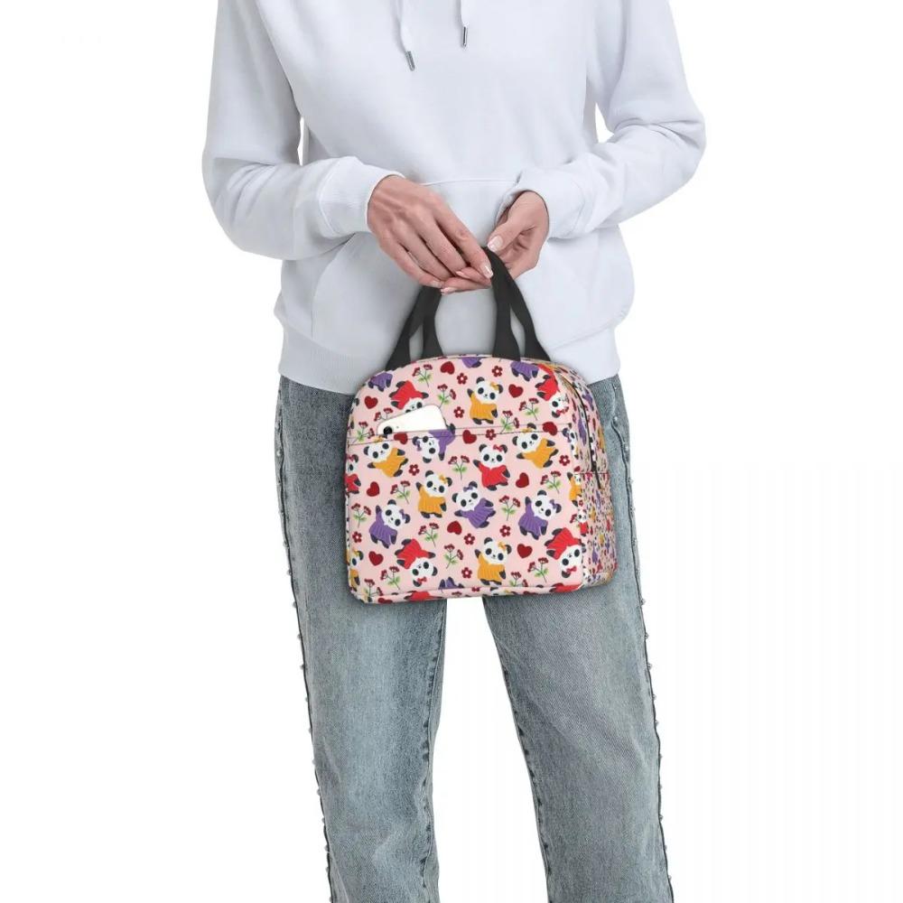 Cute Panda Wear Skirt Pattern Insulated Lunch Bag for Women Kids Leakproof Food Boxes Thermal Lunch Box Tote