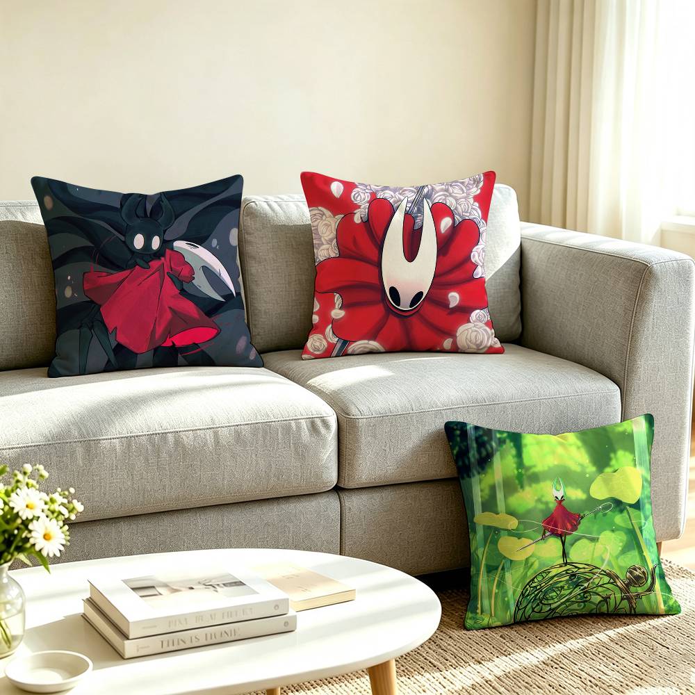 H-Hollow Knight Silksong Game Pillow Case Square Double-Sided Sofa Cushion Cover Bedroom Bedside Pillow