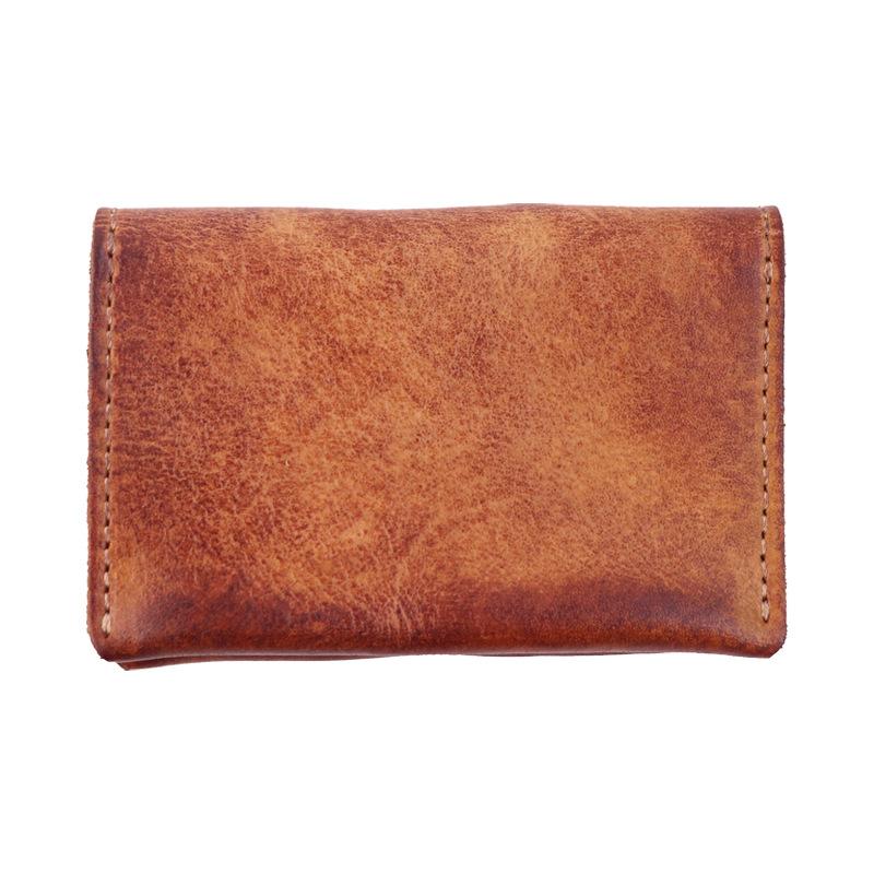 New Head Layer Cow Pickup Bag for Female Students, Simple Card Bag, Retro Vegetable Tanning Leather Used, Brushed, Handmade Business Card Bag
