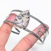 Natural Dalmation Jasper Gemstone 925 Sterling Silver Cuff Bangle Adj G6z46