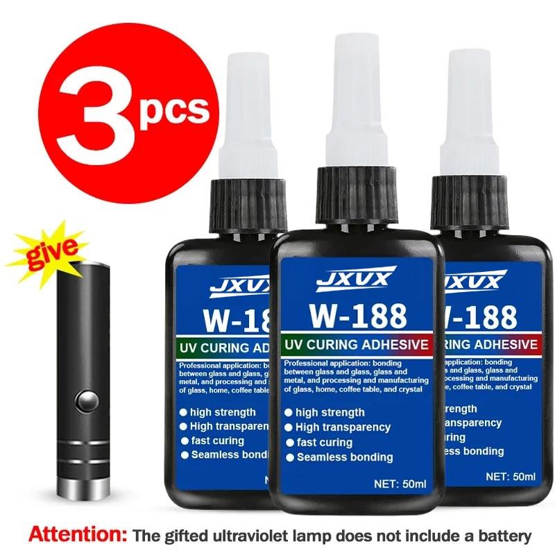 LOOLIFL 50 г Новый W-188 Высокопрочный УФ-отверждаемый смоляной клей, подходит для DIY-проектов, склеивания и сварки стекла, металла, керамики и ABS