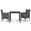 VidaXL Garden Dining Furniture and Cushions 3 Pcs Patio Dining Set Outdoor Table and Chairs Balcony 3095021