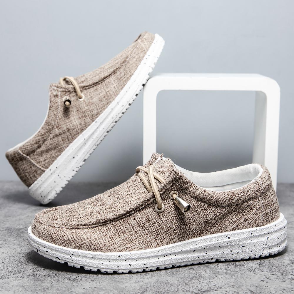 Дышащие парусиновые кроссовки без шнуровки для мужчин — нескользящая обувь для весны и лета