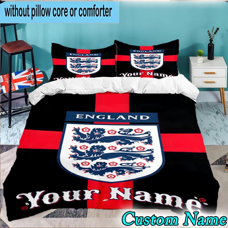Custom Name England National Football 3PCS Bedding Set For Bedroom Dormitory,Including 1pc Duvet Cover And 2pcs Pillowcases Large size Fan gift