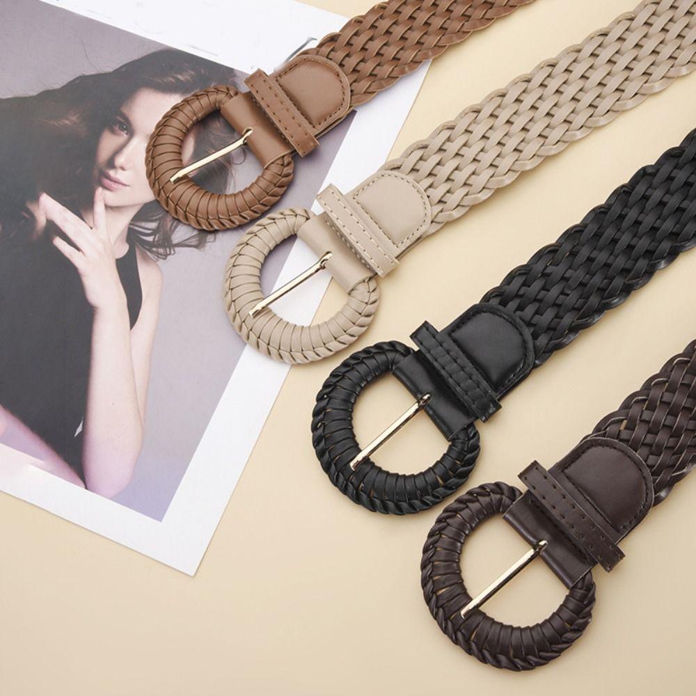Round Retro Belt Hollow Out Bohemian Style Waistband Casual Weave Belt Women