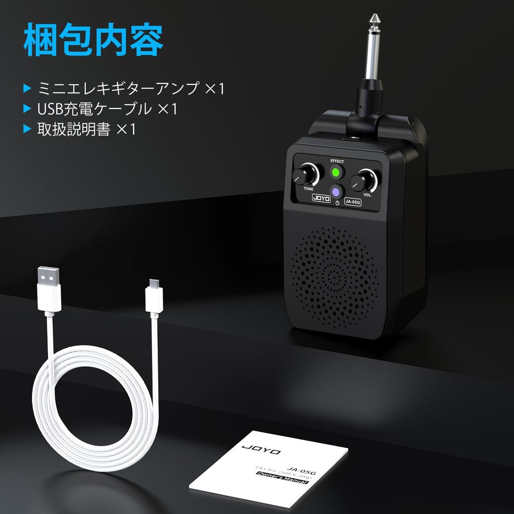 JOYO 5W Компактный мини-усилитель для электрогитары с 4 эффектами и ревербератором, Bluetooth, Перезаряжаемый, 6.35 мм штекер, Встроенный