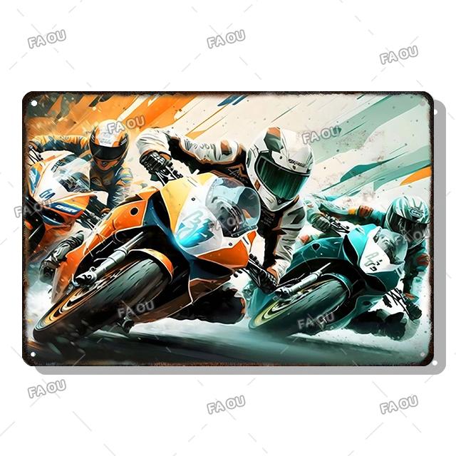 F1 Motorcycle Racing Vintage Metal Poster Racer Athlete Retro Tin Sign Auto Club Wall Art Decoration Plaque Home Decor Aesthetic