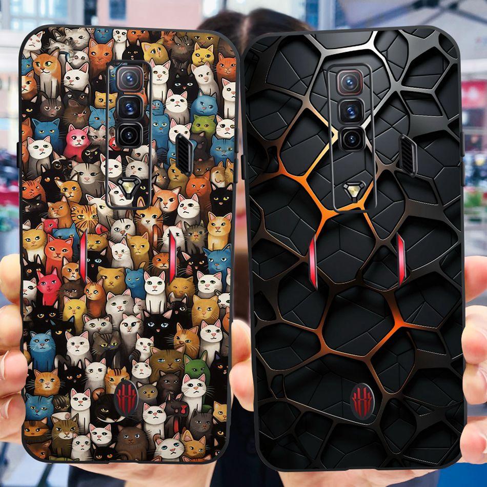 Чехол для ZTE Nubia Red Magic 7 7S Pro Zte nubia REDMAGIC 7S 7Pro Модный Крутой Узор Черный Силикон Мягкие Чехлы для Телефона
