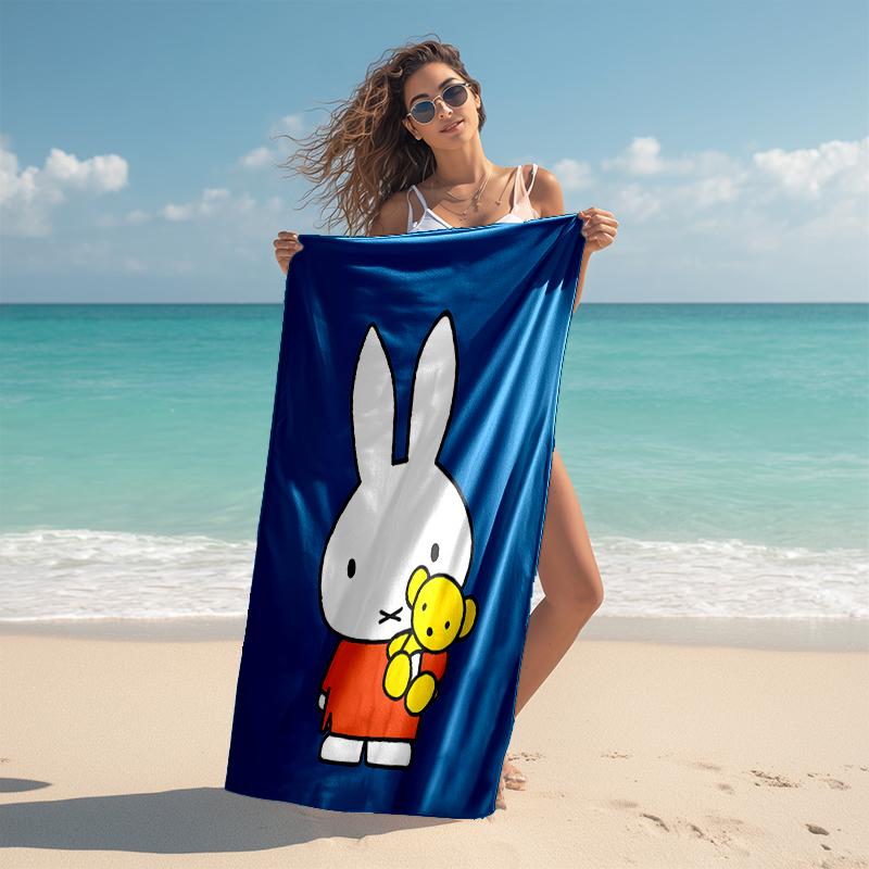 1pc Miffy4 Beach Towel, Comfortable and Thick, and Swimming/Bath/Picnic/Camping Towel, Suitable for Seaside Beaches