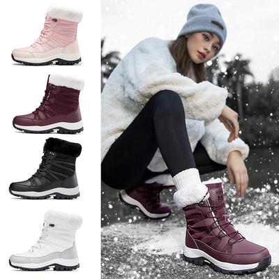 Женские зимние ботинки на мягкой подошве, нескользящие, бархатистые - Теплые зимние хлопковые ботинки с высоким верхом