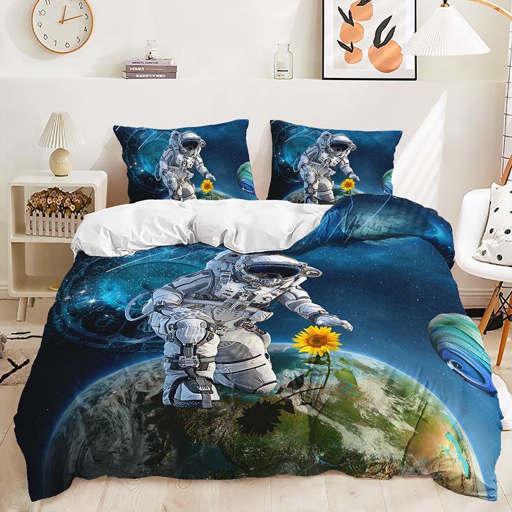 Комплект постельного белья 3D Planet для комнаты мальчиков, пододеяльник, наволочка, 2/3 предмета для любителей космоса, мягкий домашний текстиль, украшение для дома для детской комнаты
