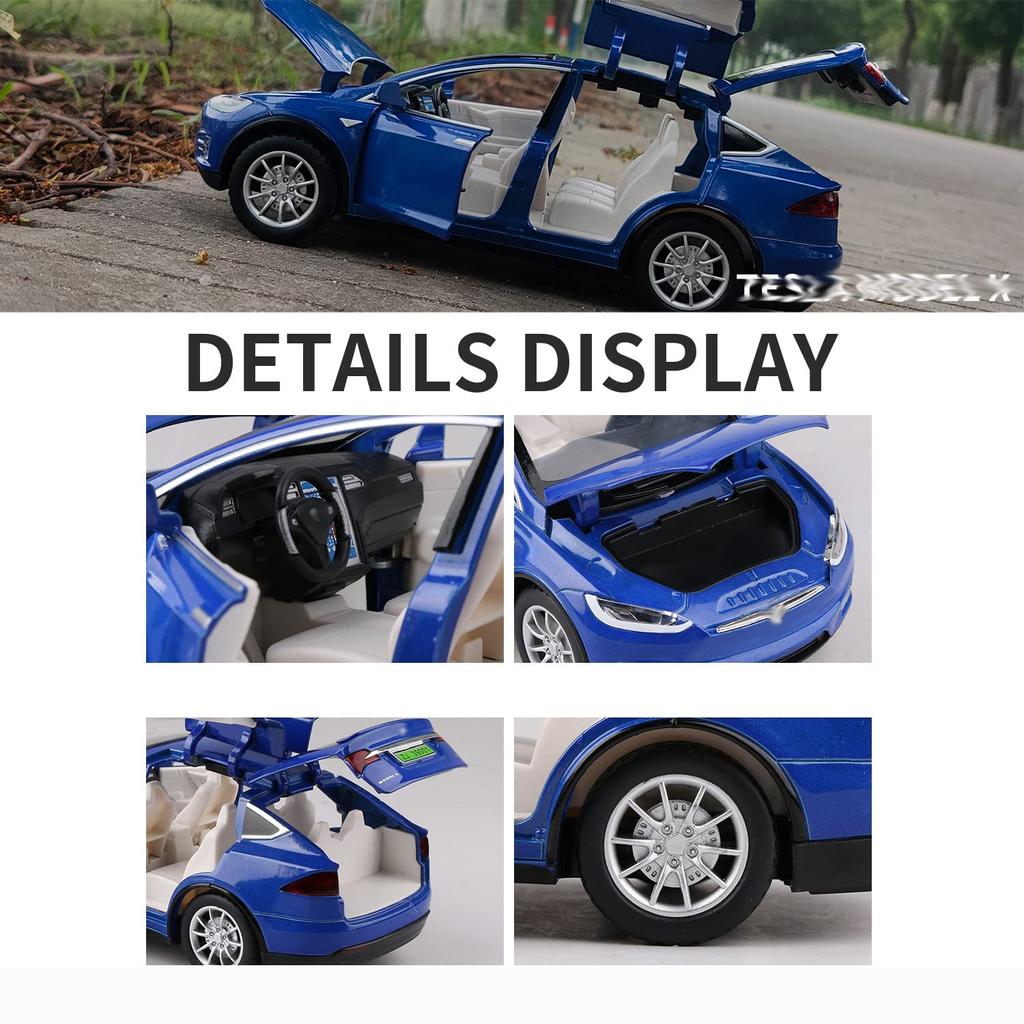 1:24 Scale Model X Alloy Diecast Pull Back Electronic Car Model Toys with Lights and Music, Decorative, Mini Vehicles Toys for Kids, Boyfriend Gift