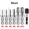 6Pcs Titanium Plated Hex Shank HSS Screw Thread Metric Tap Drill Bits Screw Machine Compound M3 M4 M5 M6 M8 M10 Hand Tools