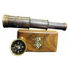 Box Wooden Brass Compass Telescope Antique Nautical Gift Marine Vintage Gift