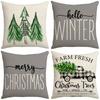 New Christmas Pillow Christmas Tree Farm Car Plaid Home Cushion Pillow Cover