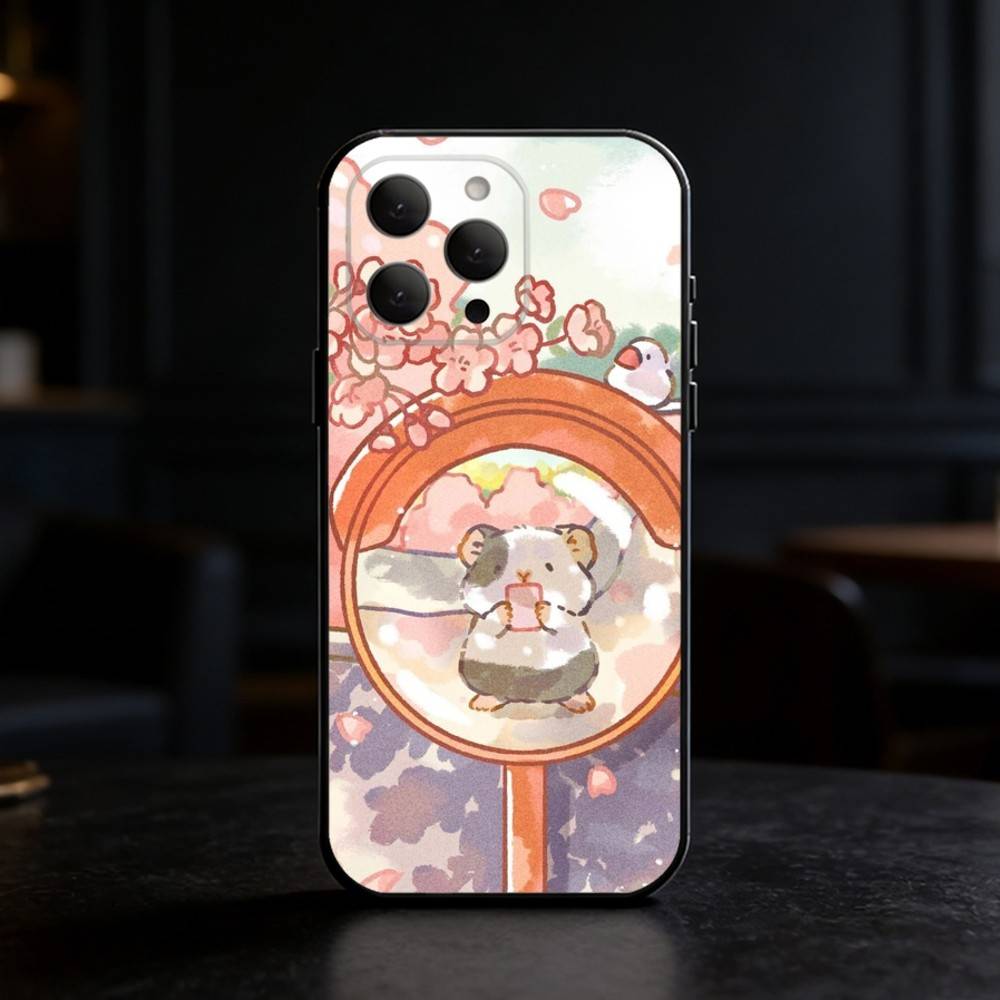 H-Healing guinea pig Phone Case For iPhone 17,16,15,14,13,12,11 Plus,Pro,Max,Mini Silicone black Soft Cover