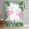 Фламинго зеленые растения тюль занавески для гостиной прозрачные занавески спальня вуаль декоративные оконные украшения