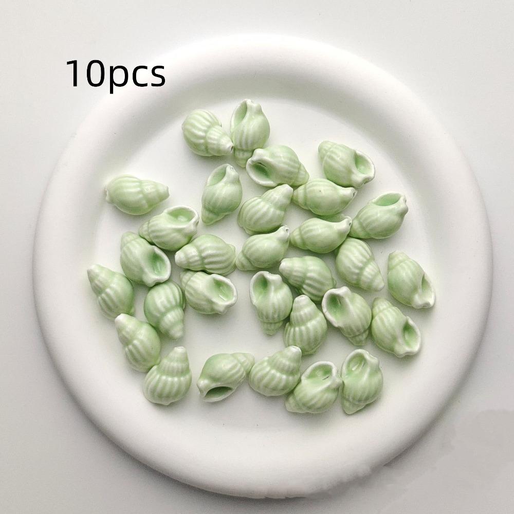 10pcs/set Handmade Craft Conch Shell Beads Cartoon Colorful Conch Spacer Loose Beads Cute 3D Jewelry Making Material Necklace