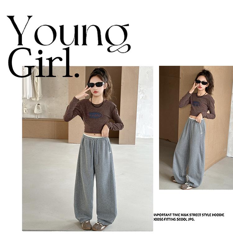 Спортивные брюки-палаццо для девочек - Весна/Осень 2025 Повседневные спортивные брюки для учениц начальной школы