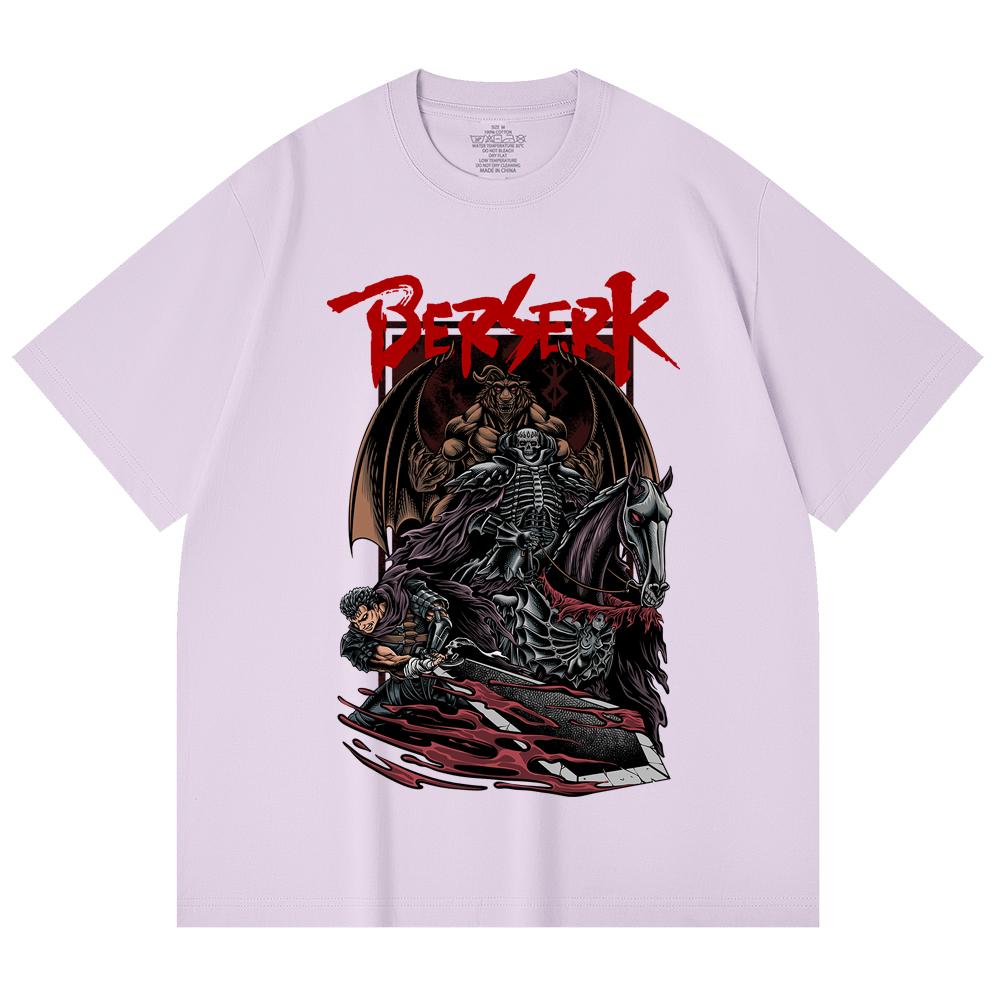 230 Gsm 100% Cotton Berserk V4 Skull Knight Print Unisex Heavy Cotton T Shirt