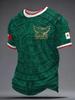 New Men Mexico National Soccer Jersey 3D  Print Quick Dry Football T Shirt  Sports Training Tee for Fan Match Daily Wear