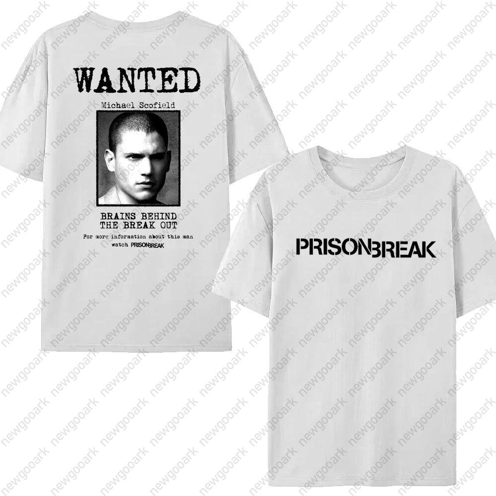 Смешная футболка с сериалом WANTED Унисекс Побег из тюрьмы Уличная одежда Винтажная Харадзюку Топ Хлопок Короткий рукав Футболки Майкла Скофилда