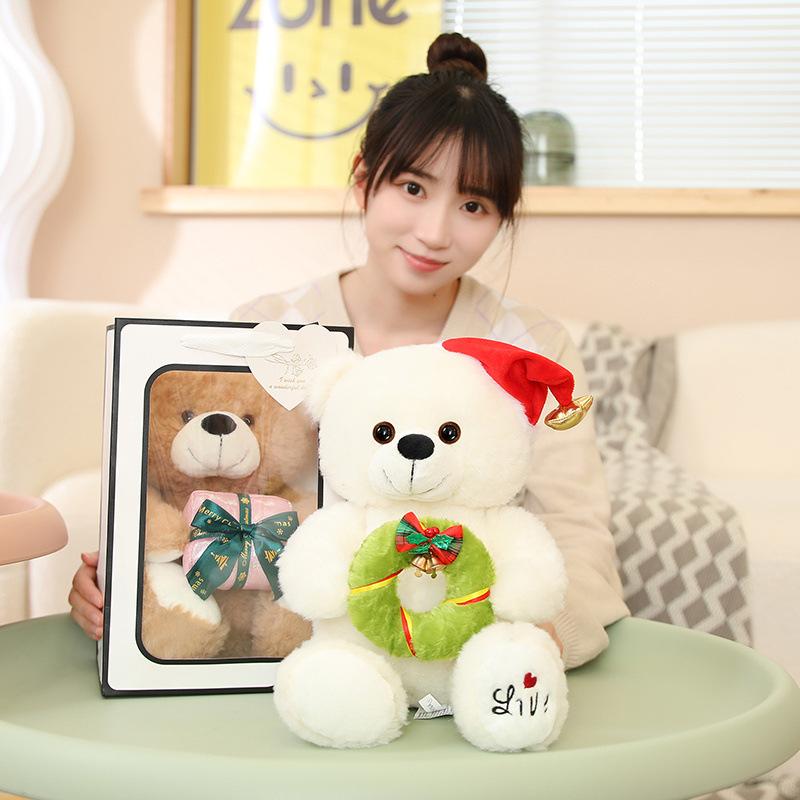 Рождественская серия Плюшевый мишка Кукла Маленькая кукла-медведь Мультяшный медведь Тряпичная кукла Защитное украшение Подарок девочке