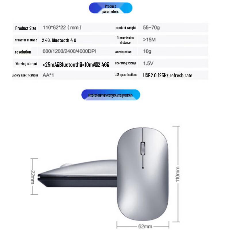 Lenovo Xiaoxin Air2 Dual-Mode Wireless Mouse