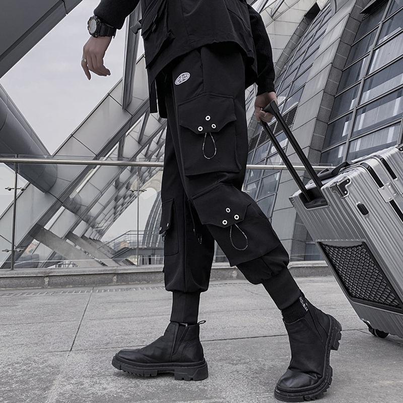 Модные повседневные черные брюки-карго Мужская модная одежда Брюки-карго Уличная одежда Модные брюки Harajuku Бегуны Беговые японские спортивные штаны